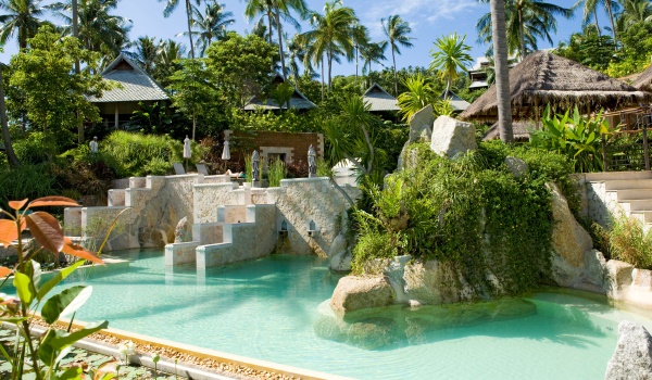 The lower pool at Kamalaya in Koh Samui, Thailand