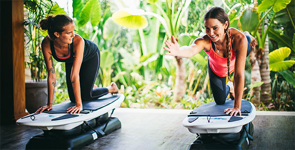 surf board yoga lesson