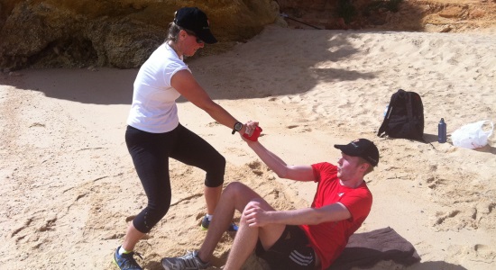 Beach training on the Luxury Algarve Bootcamp