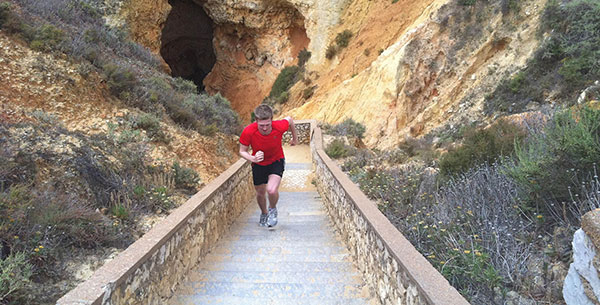 Man running on stairs in the Algarve