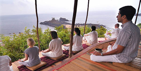 Meditation with an ocean view at SwaSwara Yoga